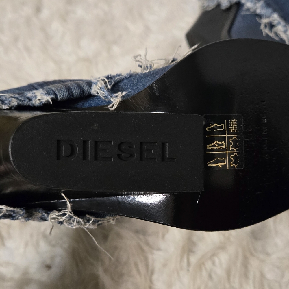 Diesel Denim Foldover Cowboy Boots Y2K 90s Grunge Pointed Toe - Picture 8 of 9